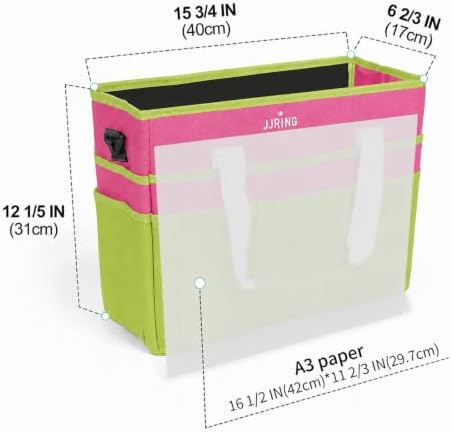 JJRING Craft Organizer Tote Bag Large Art Storage Caddy Bright Green&Red | With Multiple Pockets For Sewing, Scrapbooking, School, Medical, And Office Supplies