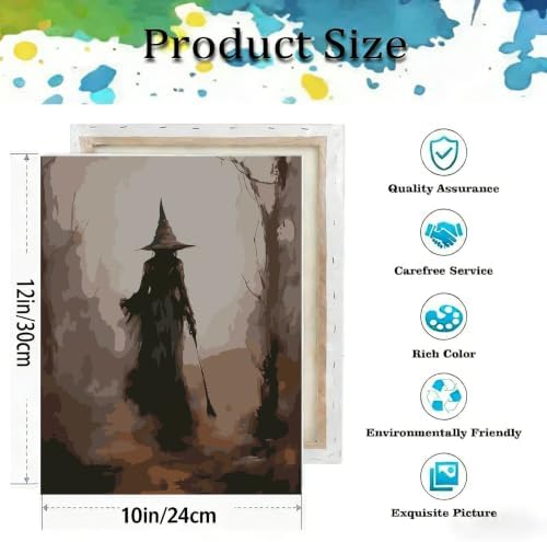 Halloween Paint by Numbers Kit for Adults-Witch,Oil Painting 10x12In