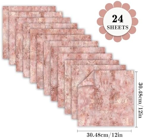 24 Sheets Rose Gold Scrapbook Paper 12x12 Inch 160gsm