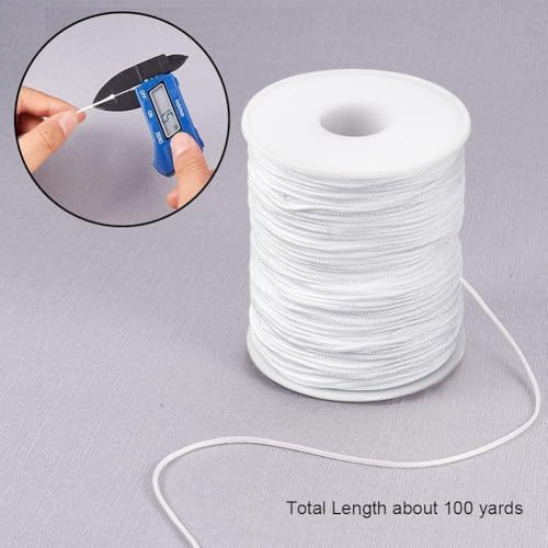 PH PandaHall 1.5mm White Nylon String 100 Yards Lift Shade Cord Blinds Pull String Wind Chime Strings Braided Beading Strings Kumihimo Macrame Thread for Windows Roman Shade Repair Friendship Bracelet