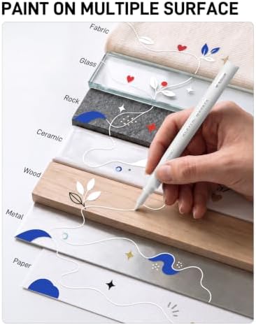 JusArt 0.7mm Fine Point White Permanent Markers, 6 Pack