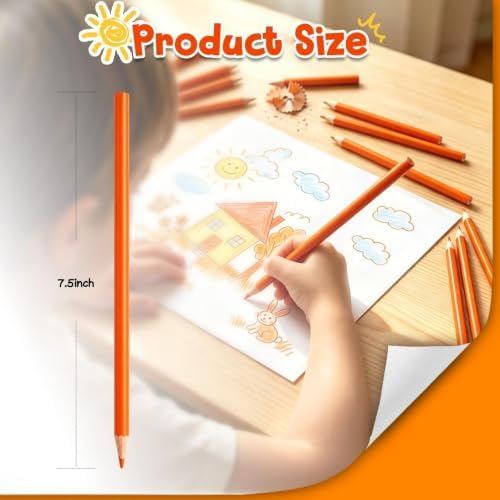 24 PCS Orange Colored Pencils, Pre-sharpened Professional Wooden Art Pencils Set for Artists Painting | Premium Drawing Sketching Supplies