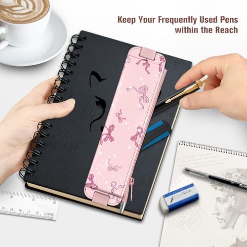 FINPAC 2-Pack Elastic Pen Holder for Notebook Leather Pen Holder
