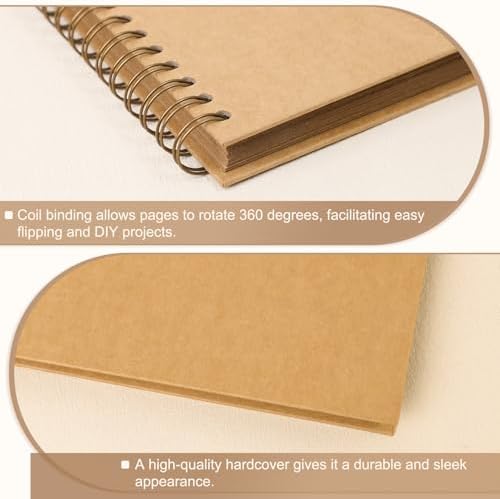 Scrapbook Album 8x8 Inches 40 Pages Hardcover Kraft Paper Brown