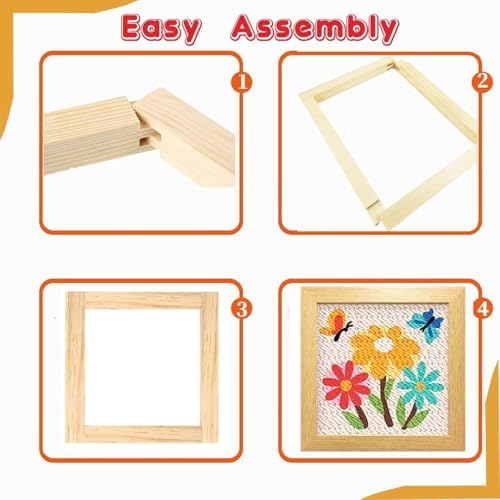 16 Pcs 4 Sets Stretcher Bars for Needlework Canvas Stretcher Bars 10 Different Size Combinations Embroidery Stretcher Bars for Cross Stitch Frame Set with Thumbtack and Remover Tool(Large Size)