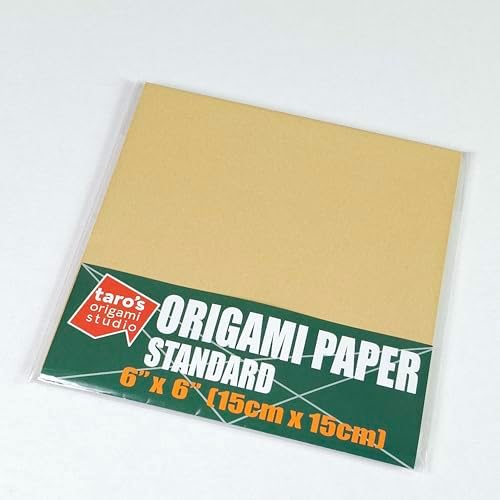 [Taro's Origami Studio] Standard 6 Inch One Sided Single Color (Ivory) 50 Sheets (All Same Color) Square Easy Fold Premium Japanese Paper for Beginner (Made in Japan)