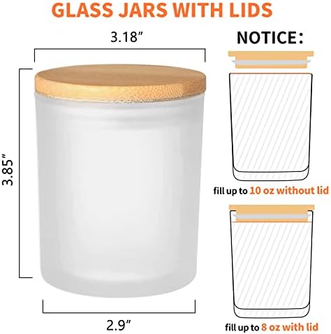 SUPMIND 10oz Frosted Glass Candle Jars with Lids,12pcs for Candle Making