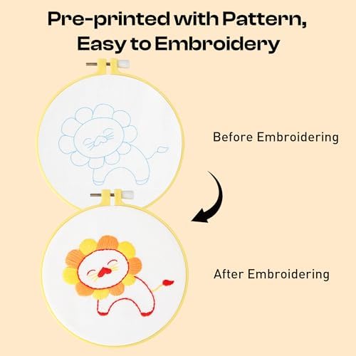 Pllieay 6PCS Embroidery Kit for Beginners, Needlepoint Kits for Beginners
