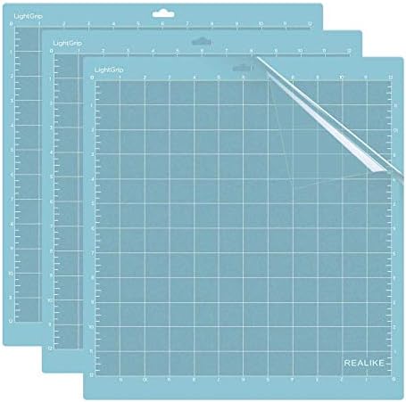 REALIKE 12x12 Lightgrip Cutting Mat Compatible with Cricut Maker 3/Maker 4/Maker/Explore 3/4/Air 2/Air/One(3 Mats), Gridded Adhesive Non-Slip Cut Mat for Crafts, Quilting, Sewing and All Arts