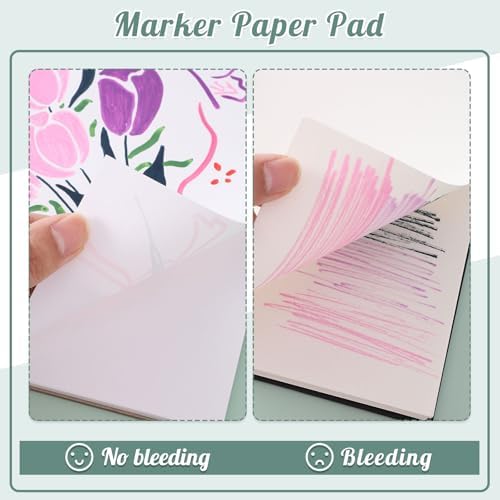 50 Sheets Marker Paper Pad, 7.6×7.6 Inch Bleedproof Art Sketch Pad, 73lb/120gsm Drawing Paper Spiral Sketch Book, Alcohol Marker Paper Painting Coloring Paper for Beginners, Artists, Ideal Gift | Acid-Free Bleed-Resistant Paper, 73lb Marker Sketchbook,...