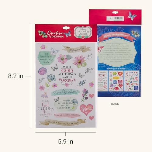 Christian Art Gifts Colorful Stickers for Bible Journaling or Adult Coloring, Scrapbooking or Craft Stickers