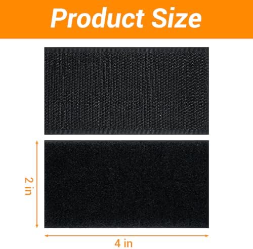 18 Sets - 2x4 inch Hook and Loop Tape Strips with Adhesive, Nylon, Black