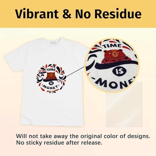 TransOurDream Heat Transfer Mask & Iron on Tape(30 Sheets, 8.5x11") - Iron-On Clear Positioning Film for Light Transfer Paper & Printable HTV on Shirts