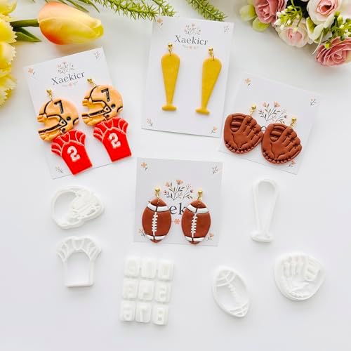 Xaekicr Sports Theme Polymer Clay Cutters Set – Multiple Shapes Clay Cutters for Polymer Molds, Clay Earring and Tools
