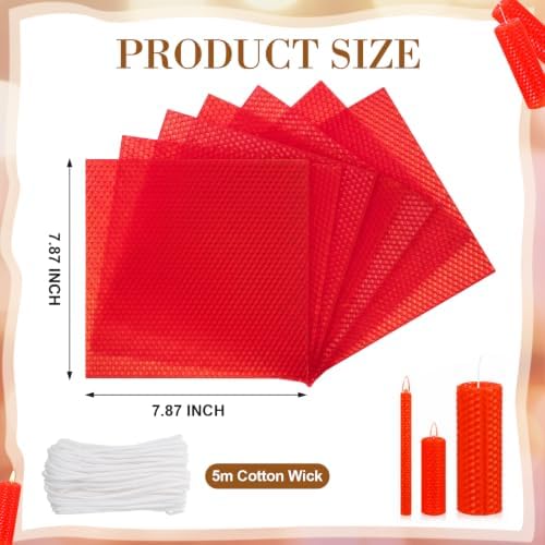 Yuntau 24 Pcs Beeswax Candle Making Kit, 8 x 8 Inches, Red