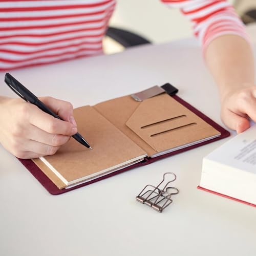 Thenshop Leather Travel Notebook 3 Inserts,Purple,Passport Size