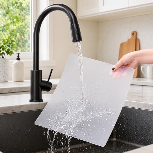 ZENFUN 30 Pack Plastic Cutting Board Mats, Flexible Clear Cutting Mats 17 x 11 In, Kitchen Cutting Board Sheets Frosted Placemats BPA-Free, Non-Porous