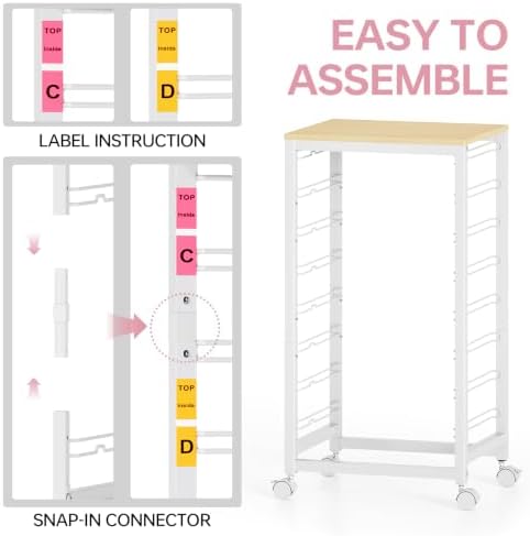 SYKIARIOL Rolling Storage Cart with Drawers, 8 Drawers Cart, Ice Cream | Utility Cart With Drawers,Rolling Storage Cart for Living Room,Classroom,Bedroom,Bathroom,Dorm,Office, Ice Cream