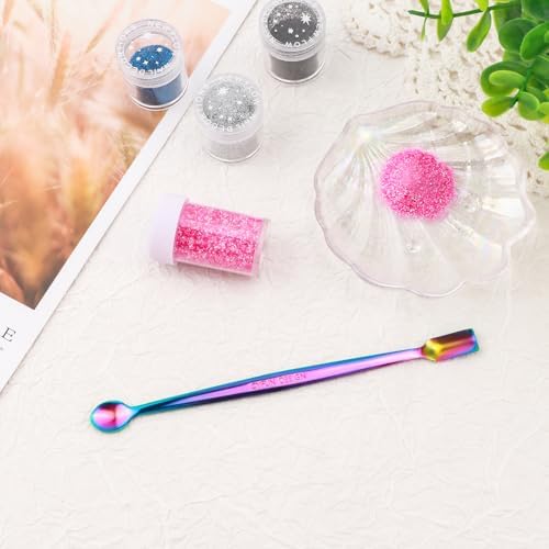 Briartw 5 Pcs Stainless Steel Craft Spoon | Mess-Free Crafting with Dual-Shaped Spoons for Glitter, Embossing Powders, Sequins & Small Embellishments | Colorful | 6.7inch Length