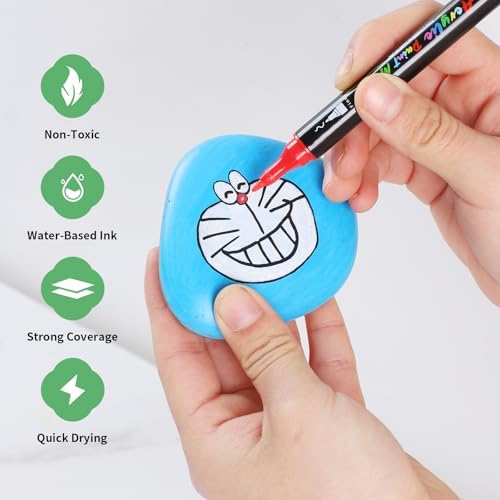 68 Colors Acrylic Paint Markers, Dual Tip Fine & Brush Pens Set