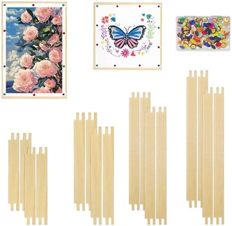 8 Sets Stretcher Bars for Needlework,16 PCS 4 Sizes(8, 10, 12, 14 Inches)