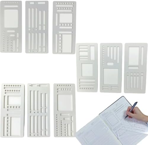 9 PCS Handmade Flexible Planner Templates for Bullet Journaling - Reusable Dot Grid & Calendar Layouts, Transparent Mylar for Planning, Drawing & DIY Crafts