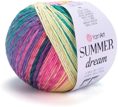 YarnArt Summer Dream Yarn 383 yd Fine Cotton Viscose, 70% Cotton 30% Viscose, Lightweight Knitting Yarn, Crochet Yarn for Summer Tops, Shawls, Cardigans, Baby Clothes & Accessories (4305, Pack of 1)