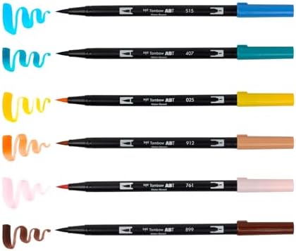 Tombow 72561 Dual Brush Pen Art Markers, Manga Illustration, Bird 6-Pack