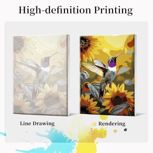 JOOZ Framed Paint by Numbers Kit for Adults, Hummingbird, 8x12 Inch