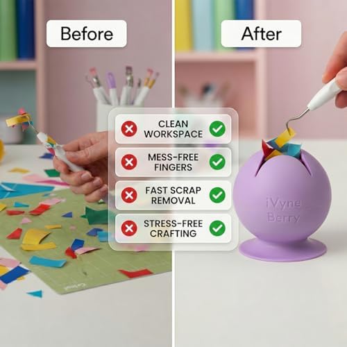iVyne Berry Suctioned Vinyl Weeding Scrap Collector & Holder for Weeding Tools for Vinyl - Purple