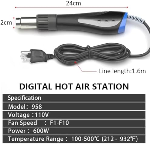 Heat Gun,HANDSKIT 600W Fast Heat Mini Hot Air Gun with Reflector Nozzles Portable LCD Digital Temperature Display Heatgun for Soldering DIY Crafting Embossing,Vinyl Wrap,Shrink Tubing,Embossing Tool