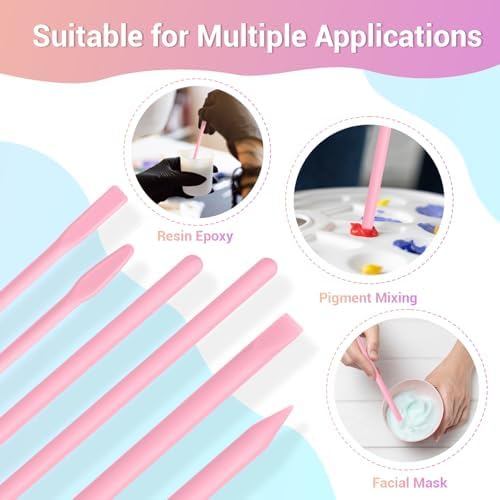 Gartful 6PCS Silicone Stir Sticks, Reusable Mixing Sticks for Epoxy Resin, Paint, Making Glitter Tumblers Cups, Arts, Crafts, Facial Mask Stirring Rods, Pink