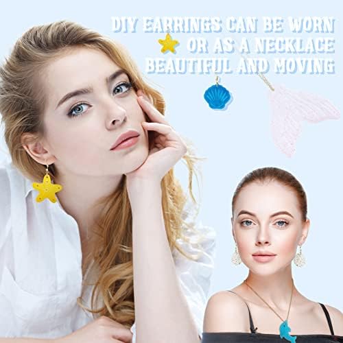 Patelai 4 Pcs Resin Earring Molds for Jewelry Making Kit, Mermaid Ocean