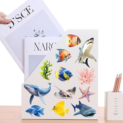 50 Pcs PET Transparent Underwater World Stickers, Waterproof Vinyl Marine Life Decals for Laptop Skateboard Luggage, Colorful Ocean Creature Stickers Gift for Kids Teens Adults(The Underwater World)