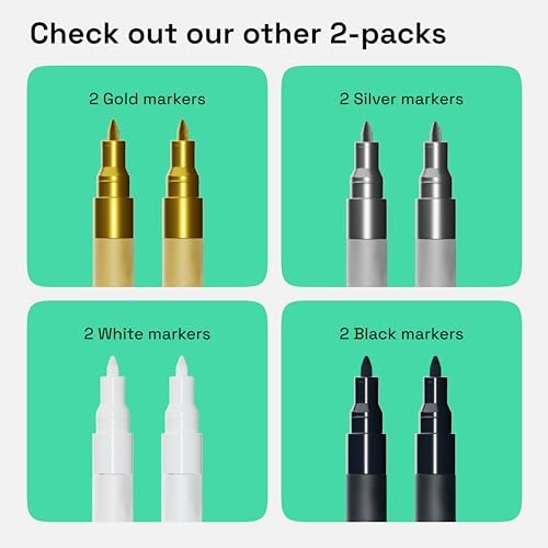 ARTISTRO Silver Acrylic Paint Markers - 0.7mm Extra Fine-Tip - Set of 2