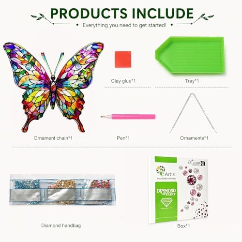 Butterfly Hanging Diamond Art Kits for Adults, Diamond Painting Suncatchers