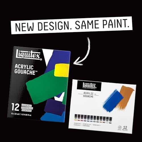 Liquitex Acrylic Gouache Paint Set, 12 x 22ml (0.74-oz), Essentials