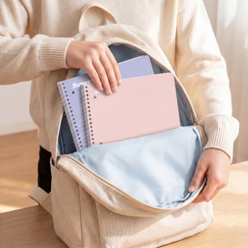 SUNEE Spiral Notebooks, 1-Subject, 10 Pack, College Ruled Paper, 8" x 10-1/2", 70 Sheets per Notebook,3-Hole Punched Paper, Pink,Purple, Blue, Green, Yellow Spiral Lined Notebooks for School,Work
