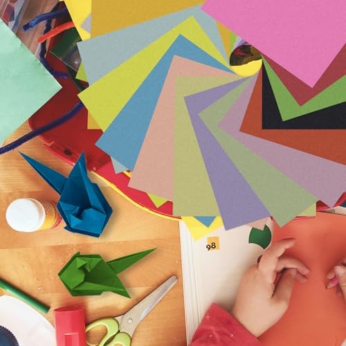 100 Sheets Square Origami Paper, 20 Colors 6" Craft Paper Sheets, Double Sided Colored Origami Paper for Beginners, Crafts (100)