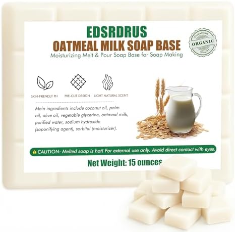 15 Ounces Glycerin Soap Base - Scented Melt and Pour Soap Base for DIY Crafting, Easy to Cut, Vegan and Natural, Moisturizing and Gentle on Skin, Perfect for Soap Making Supplies (Oatmeal Milk)