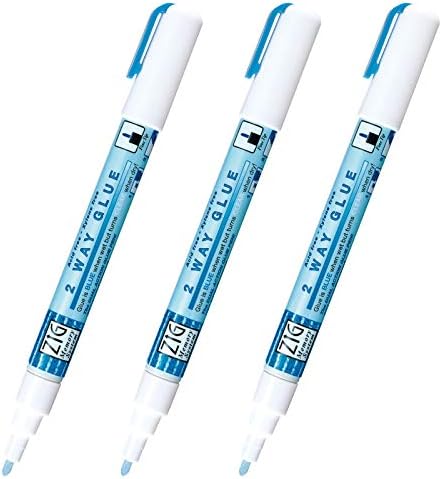 Kuretake Zig 2 Way Glue Pen, 2mm Fine Tip, 3 pcs Set, Adhesive for Professional,Artists, Crafting, Scrapbooking, Gift Card, Made in Japan