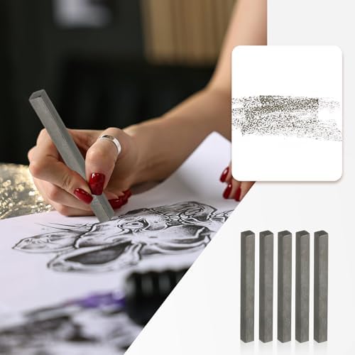 PATIKIL Compressed Charcoal Sticks, 6 Pack 4B Grade Art Supplies Sketch Square Stick for Artist Drawing Sketching Shading Painting, Black
