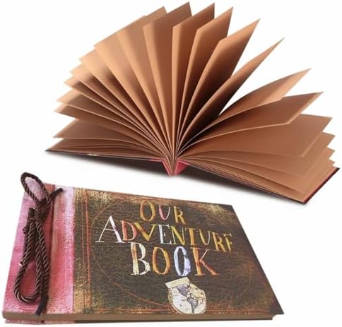 Our Adventure Book Handcrafted 11.92 x 7.62" Scrapbook, Color cover,Embossed Lettering, Inspired by 'Up', Ideal for Photos, Gift for Couples Anniversary, Weddings, Travelling, Birthday, Christmas