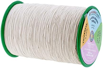 Mandala Crafts 0.6mm Cream Shirring Elastic Thread for Sewing, 546 Yards
