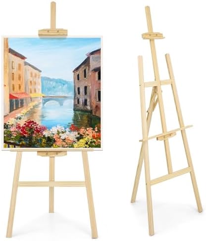 JEAWIWI 1 Pcs Wooden Easel, Adjustable, Holds up to 42", Lightweight Pine | Art Easel Stand for Painting and Canvas, Large, for Beginners and Artists, Lightweight Pine, for Studio, Classroom, and Home