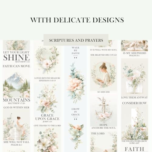 Bible Journaling Washi Tape Set for Women – 10 Rolls Floral Faith Theme Washi Tape with Scripture Verse & Christian Words, Decorative Tape for Planner, Prayer Journal Supplies (10)