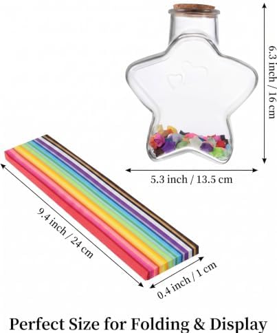jojofuny Lucky Star Origami Kit with Glass Wish Bottle, 540pcs Paper Strips