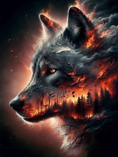 Benjenes Wolf Diamond Art Kits for Adults, Diamond Painting Kits