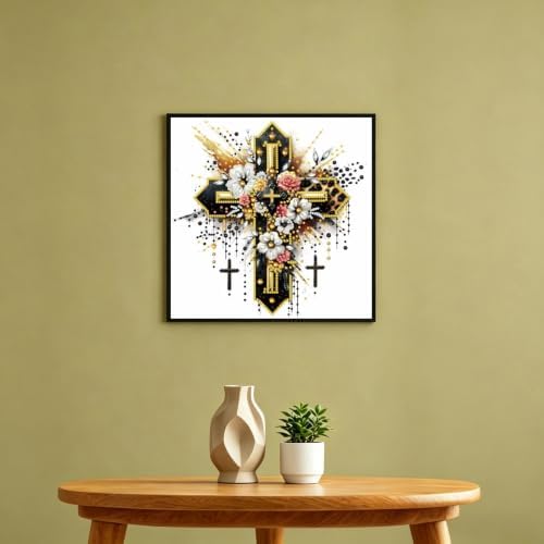 Cross Special Shape Diamond Painting for Adults Beginner,Dot Art 12 x 16 In