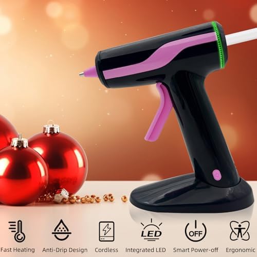Cordless Hot Glue Gun Smart Power-Off, Mini Glue Gun Kit USB-C Rechargeable